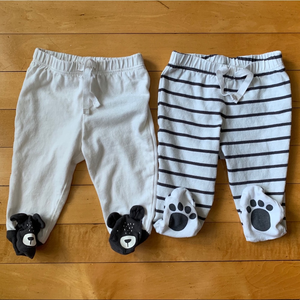 Lot/Bundle - 2 Pairs Organic Gap Footed Pants 0-3